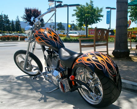 Orange-Flames - motorcycle, choppers, harley davidson