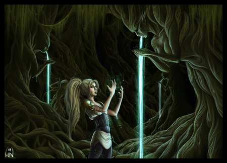 fantasy forest - women, trees, forest