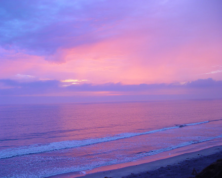 Solar Beach - water, nature, blue, beach, pink, sky