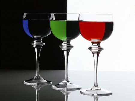 Colors - black, drinks, white, glasses, elegant, blue, red, green