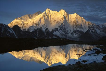 Mystical  Mountain - lake, mountain, summit, winter, mystical, peak, nature, reflection, snow, beautiful, skies