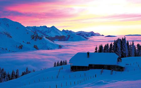 Retreat in the mountains, Switzerland - winter, nature, scenery, landscape, snow, mountains, switzerland, retreat