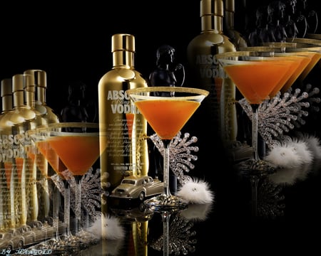 Golden Absolut - vodka, 2010, hi, gold, wodka, orange, year, drink, ice, best, golden, new, absolut, colld