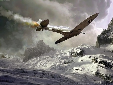 Spitfire - plane, aircraft, world, 2, 1, war, crash