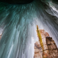 Below a frozen waterfall, Maligne Canyon, Alberta