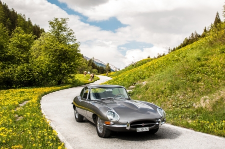 Jaguar-EType - path, Car, Jaguar, EType