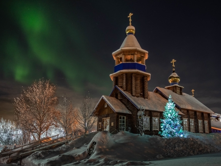 Church Northern Lights - Nature, Lights, Northern, Church