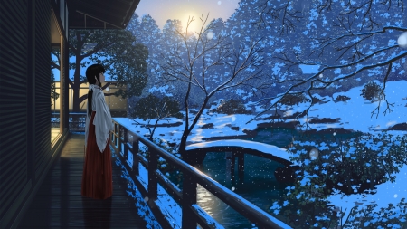 Japanese Winter - Winter, girl, Japanese, Anime