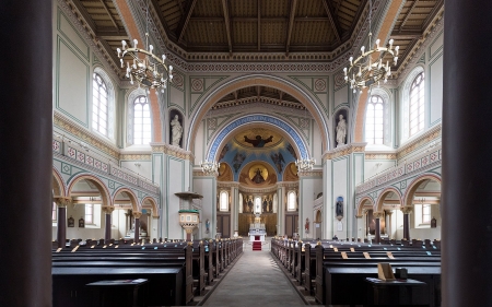 Church in Germany - inside, Germany, columns, church, interior