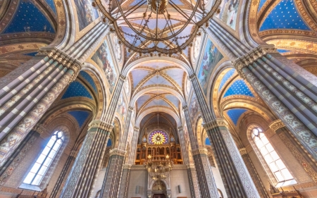 Cathedral in Croatia - inside, columns, Croatia, ceiling, church