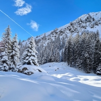 Look up to Enigkopf in Gschnitztal, Tyrol, Austria