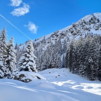 Look up to Enigkopf in Gschnitztal, Tirol, Austria