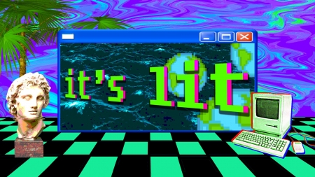 Vaporwave - lit, Vaporwave, typo, CG