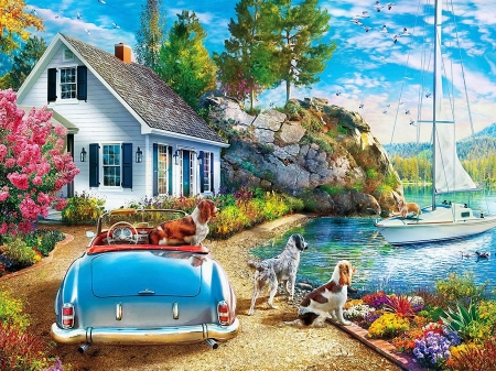 blue cabrio - boat, blue, cars, mercedes