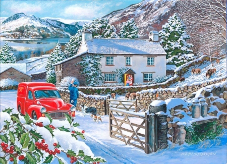 winter in england - morris, winter, house, england