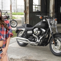 Gianna Dior Posing with a Harley Davidson