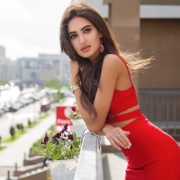 Gorgeous Brunette in a Red Dress