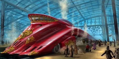 The Train that Never Was - engine, train, fantasy, steam, gothic
