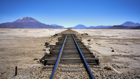 Railroad Tracks - tracks, railroad, desert, two