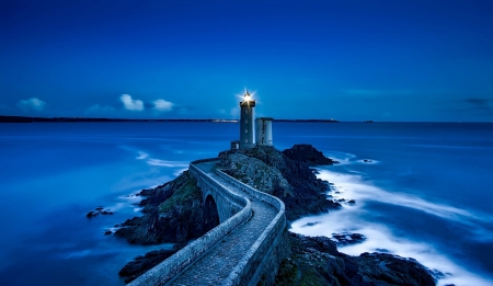 Lighthouse France - blue, sea, lighthouse, france