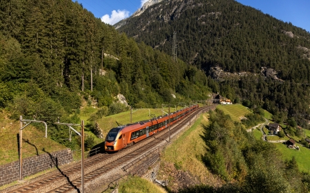 Red Train in Switzerland