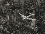 Margaret Bourke White in a DC4 Flying Over New York City
