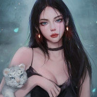 Girl with tiger cub
