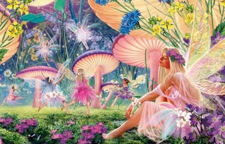 fairy land - fairies, abstract, fantasy, elf