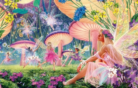 fairy land - elf, abstract, fairies, fantasy