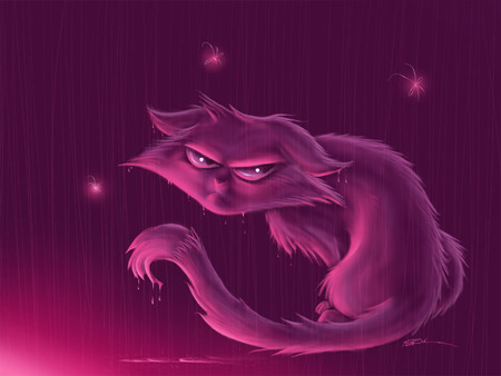 ANGRY PURPLE KITTY - angry, purplish, pink, kitty