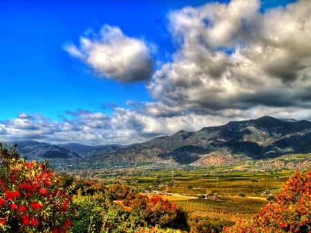 Mountain Border - mountains, rocks, beautiful, flowers, majesty, customized, sky, nice, clouds, sunset, wonderful, sunrise