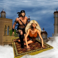 flying carpet,cute couple