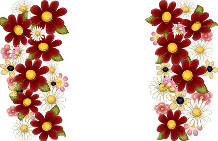 Flowers - white, daisy, red