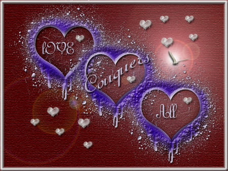 Love Conquers all - love, purple, valentine, hearts