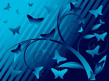 blue - butterfly, blue, wallpaper