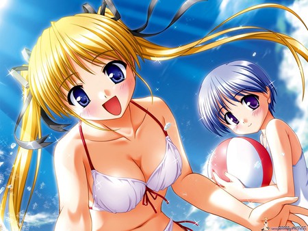 Beach Anime Girls Playing - cool, beach anime girls playing