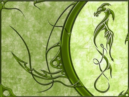 Cool Dragon Wall - abstract, fantasy, dragon, green