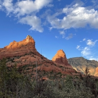 Cibola Mitten in Devilâ€™s Kitchen plus a peek of the Sinkhole, Sedona, Arizona