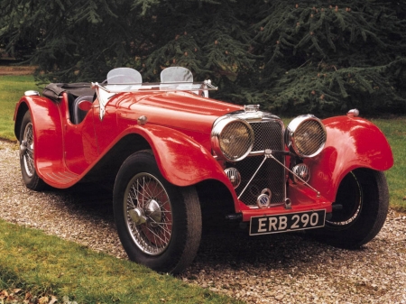 1936..Jaguar..SS..100 .. 2 litre - jaguar, red, beautiful, old