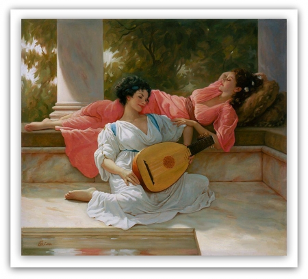 i play for you - abstract, girls, love, painting