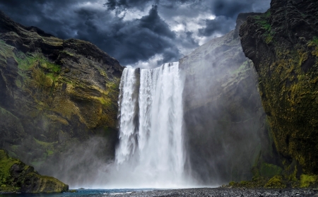 waterfall on iceland - iceland, mountains, natur, waterfall