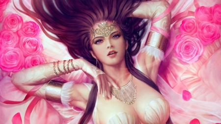 pink angel - abstract, angel, fantasy, pink