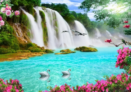 Paradise waterfalls - Waterfalls & Nature Background Wallpapers on ...