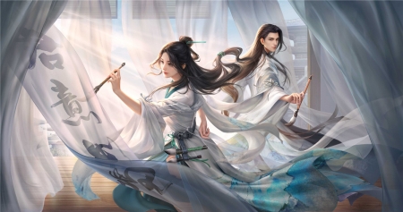 Fantasy couple - blue, ghfart, fantasy, man, couple, ghfart studio, girl, ghf, white