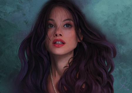 Girl - face, girl, fantasy, art, portrait