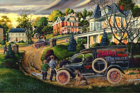 my old car - retro, village, vintage, cars