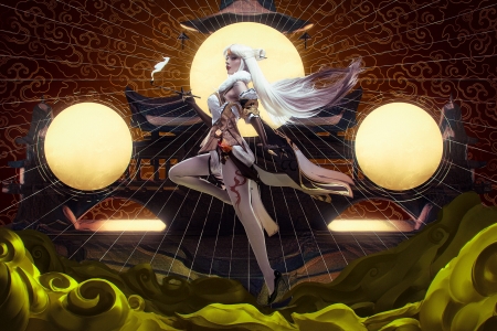 Fantasy girl - aku, art, fantasy, moon, luna, girl, akuart