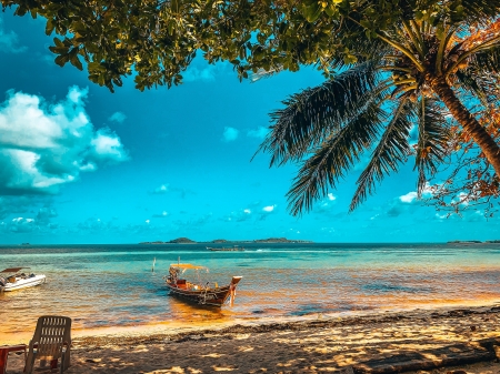 Summer Beach - Island, Sand, Water, Boat, Thailand