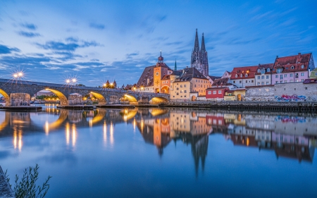 Regensburg, Germany - bridge, old town, Germany, Regensburg, river