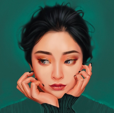 Girl - asian, i m devinart, art, portrait, face, imdevinart, girl